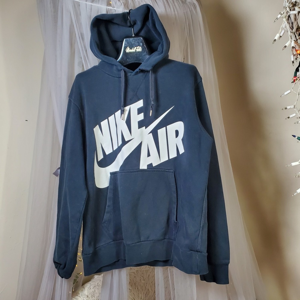 Vtg Nike Hoodie Men's Big Logo Swoosh Logo Size M Black Athleisure Activewear
